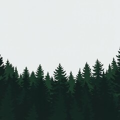 Minimalist Pine Forest Border Silhouette with Clear Copy Space