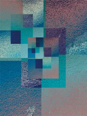 งานศิลปะที่ไม่มีชื่อModern abstract geometric background with overlapping blue and cyan squares, creating a clean, calm, and stylish visual effect. Perfect for graphic design, digital art, advertising