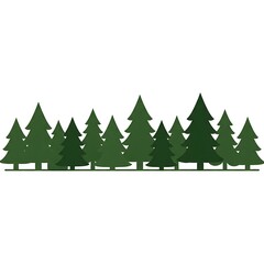 Green Pine Forest Silhouette Border Vector