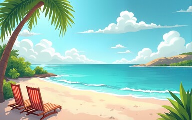 summer holidays vacation Web Banner illustration. High quality