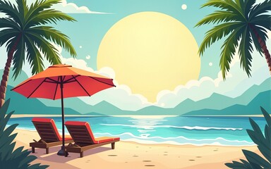 summer holidays vacation Web Banner illustration. High quality