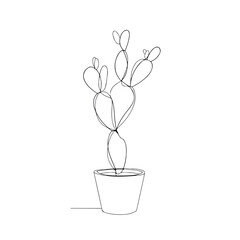 Elegant cactus in continuous line art