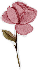 textured watercolor flower, vintage, sticker