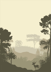 Minimalist Nature Landscape Flat Vector Background Illustration. Perfect for wildlife, nature design themes, calm, travel, outdoor, or eco concepts. 