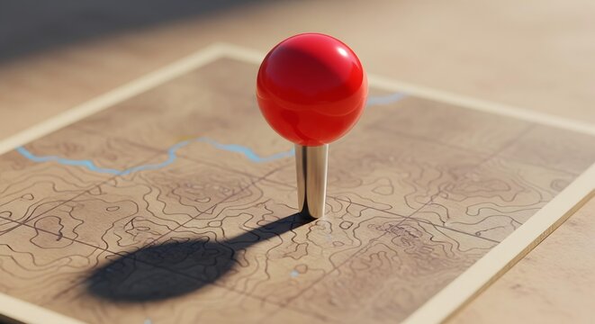 3D Location Pin Embedded in Textured Map Base