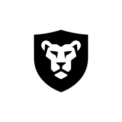 Bold Heraldic Lion Head on a Shield Crest