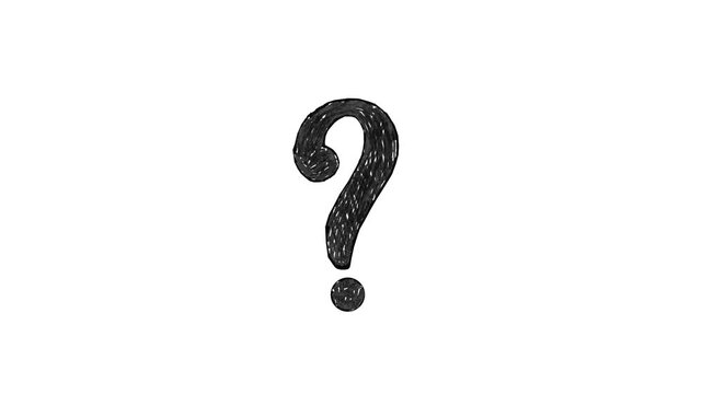 Hand-drawn question mark animation in scribble doodle style, creative sketch design for explainer and inquiry-based visual content