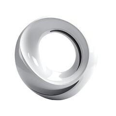 Shiny, 3D silver ring with offset hole