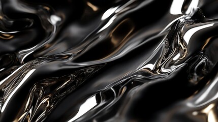 Silver flowing abstract metal background with smooth wavy texture