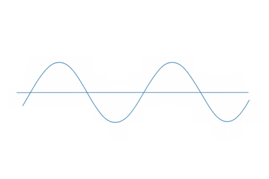 Sine wave graphing frequency and oscillation, representing mathematical and scientific concepts on transparent background