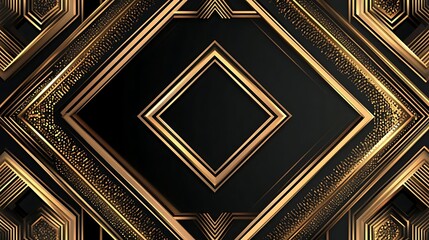Luxury Black and Gold Art Deco Geometric Background