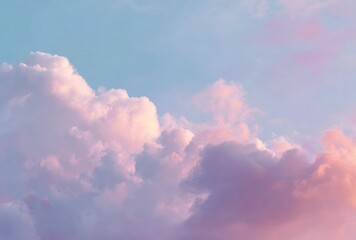 Pastel Clouds in Blue Sky, Dreamy Atmosphere