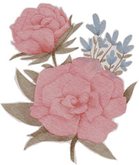 textured watercolor flower, vintage, sticker