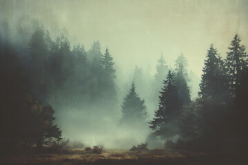 Enchanting misty forest landscape evoking serenity and peace, perfect for nature lovers, meditation backgrounds, and calming visuals in your projects