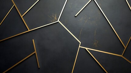 Elegant Black Background with Gold Geometric Lines