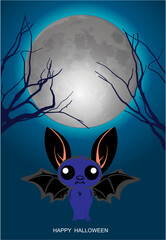 Halloween composition with bat and moon