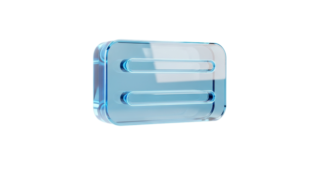 A modern translucent hamburger menu icon embodying digital navigation and clean interface on transparent background