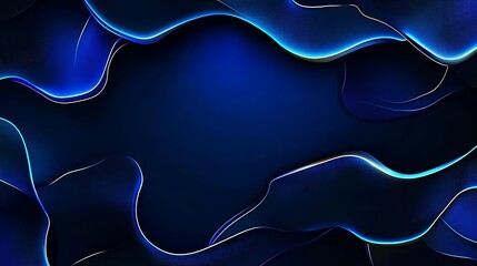 Abstract Blue Wave Background with Neon Light Glow