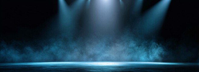 Abstract Stage with Spotlight and Smoke Effect