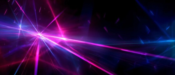 Abstract Light Rays, Pink and Blue, on Black Background.