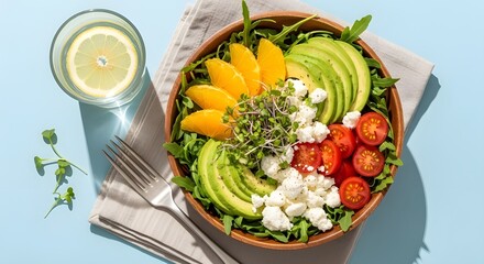 Fresh Summer Salad with Citrus and Microgreens