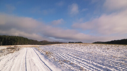 Winter landscape in Kashubia.