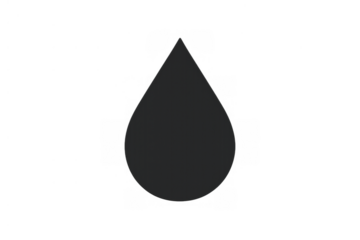 Black droplet icon on transparent background, symbolizing water, liquid, tears, or blood for various concepts