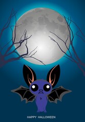 Halloween composition with bat and moon