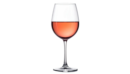 Wineglass filled with rose-colored liquid isolated on black