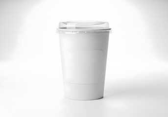 Blank White Coffee Cup with Lid Mockup for Branding and Design Projects on a Solid Background