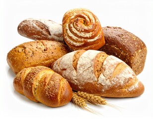Fototapeta premium Bread and bakery on white background