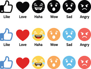 Colorful collection of vector web icons and symbols like heart and circle buttons