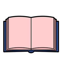 Pink Open Notebook or Book Illustration with Blue Cover on Transparent Background