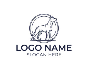 black and white puppy cartoon logo, isolated on white background, showcasing a cute and endearing canine character, ideal for petrelated businesses and branding with a touch of warmth