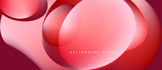 Obraz premium Abstract red design features overlapping rounded shapes. Gradient shades create depth, modern aesthetic. Background suitable for digital projects.