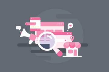 Customer voice and brand presence through  omni channel marketing system, connecting search visibility and offline store front.