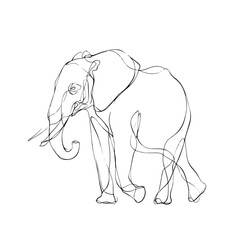Elegant Elephant in Continuous Line Art