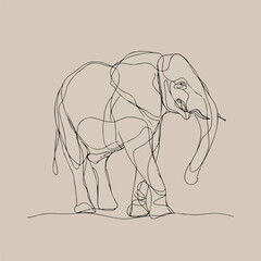 Obraz premium Elegant Simplified Elephant Line Art