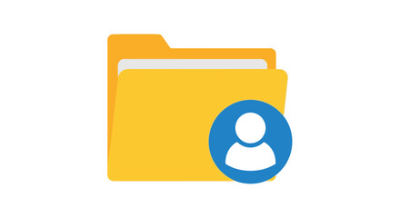 Yellow folder icon with a blue user profile illustration inside