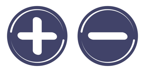 Fototapeta premium Plus minus vector sign icon set. Add and remove round button icons with plus and minus symbols. addition and subtraction sign.