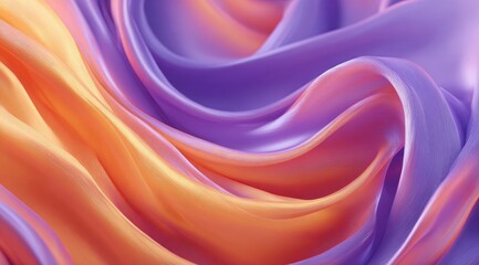 Obraz premium Smooth, flowing fabric drapes in a gradient of soft lavender and peach