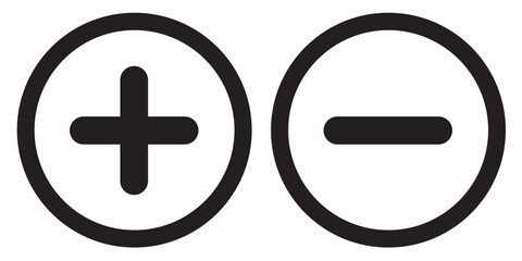 Fototapeta premium Plus minus vector sign icon set. Add and remove round button icons with plus and minus symbols. addition and subtraction sign.