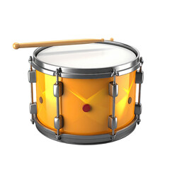Yellow drum and drumstick, isolated on black