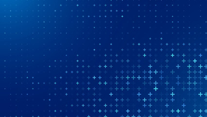 Blue Mathematical Plus Symbols Pattern. Math Design Elements Background. Medical Tech Background. Vector Illustration.
