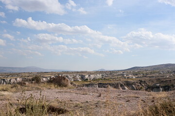 Volcanic Rock Formations and Cave Houses in Cappadocia, Turkey