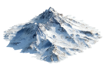Snowy peak rises, crisp whites/blues against the dark background