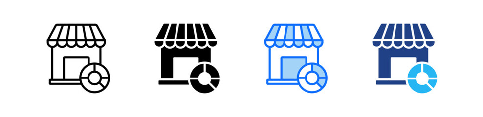 Market Share Icon Set Multiple Style Collection
