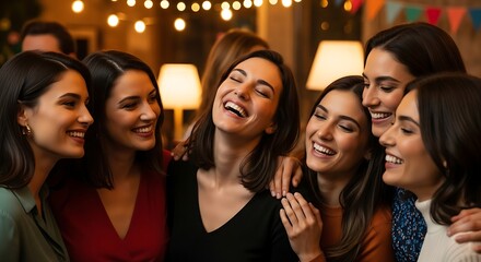 Group of women laughing together at a party friends
