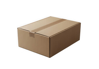 Brown cardboard shipping box isolated on transparent background