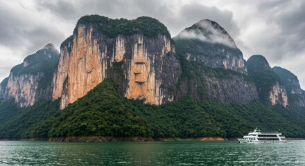 Majestic Karst Mountains and Tranquil River Scene